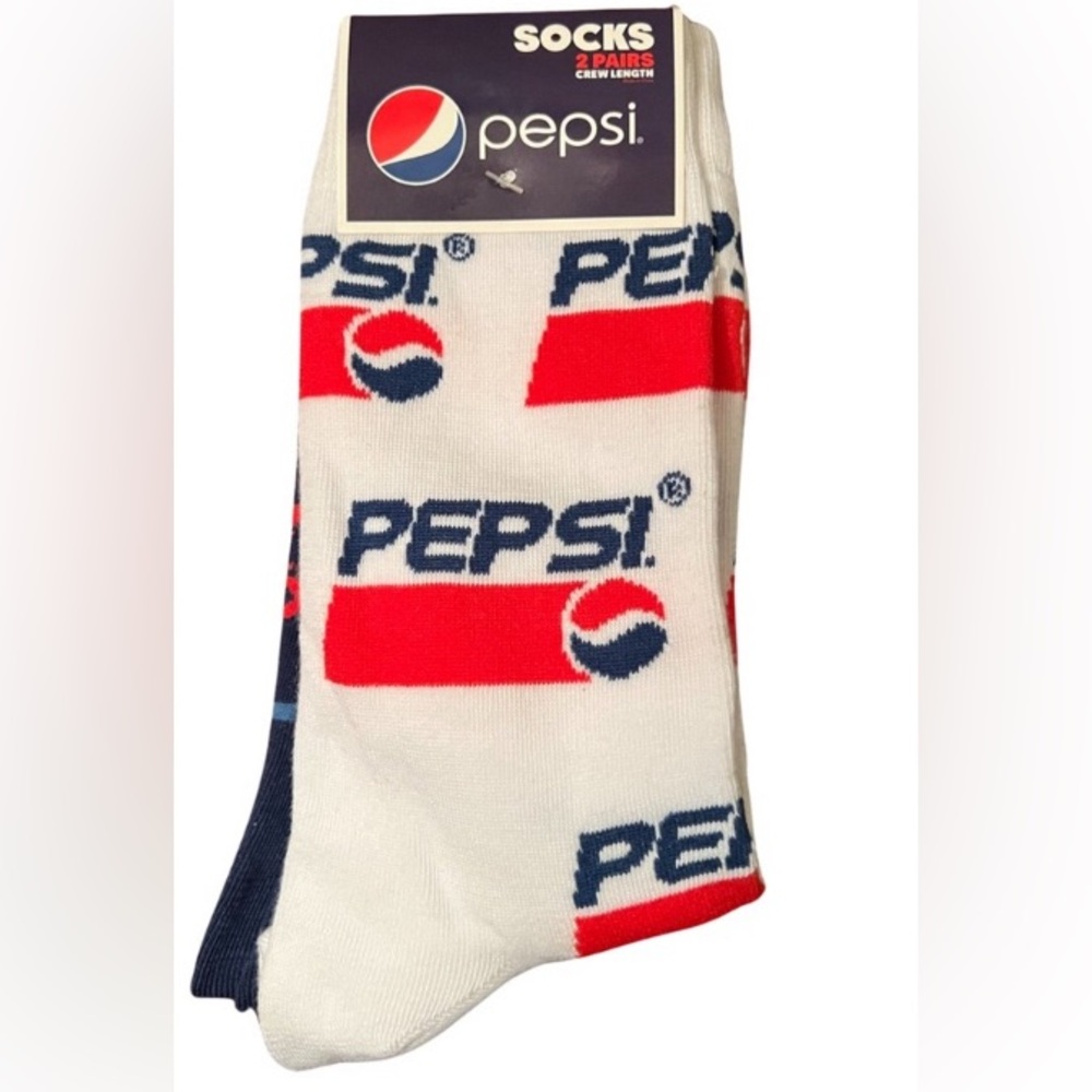 Pepsi men’s 2 pairs casual crew socks novelty. 8-12